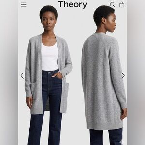 Theory Dark Gray Open-Front Long Cardigan